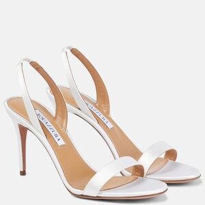 NWT Aquazzura SO Nude Sandal 85 - White Satin